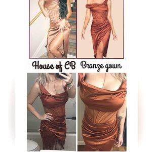 ❌SOLD ❌Lulu Corset One-Shoulder Satin Midi Dress HOUSE OF CB size small ( 2/4 )
